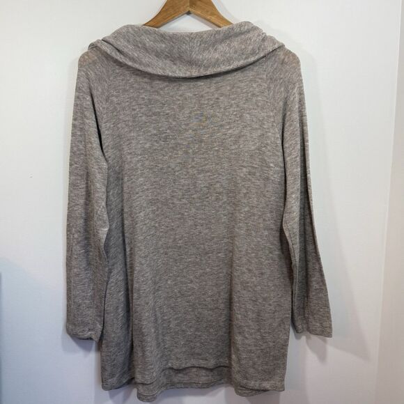 Chico's Cowl Neck Sweater Pullover Women's Size 12 Oatmeal Long Sleeve - Picture 2 of 10